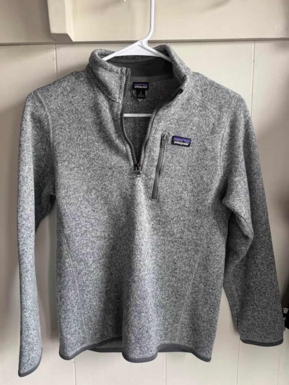 Patagonia Boys Large Light Gray Quarter-Zip Fleece Pullover